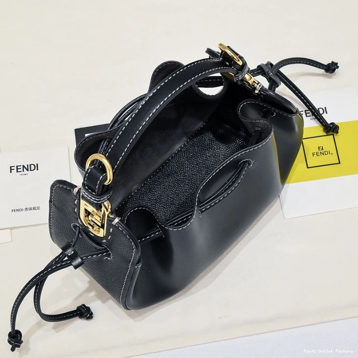 Affordable HOT Pomodorino Bucket Fendi Leather In Black Calf Bag Mini 0728